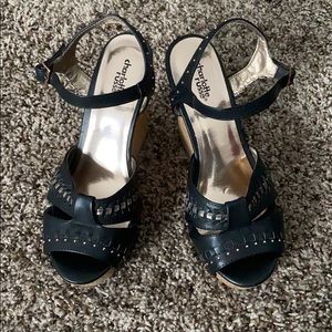 Black embellished Wedge Sandals
